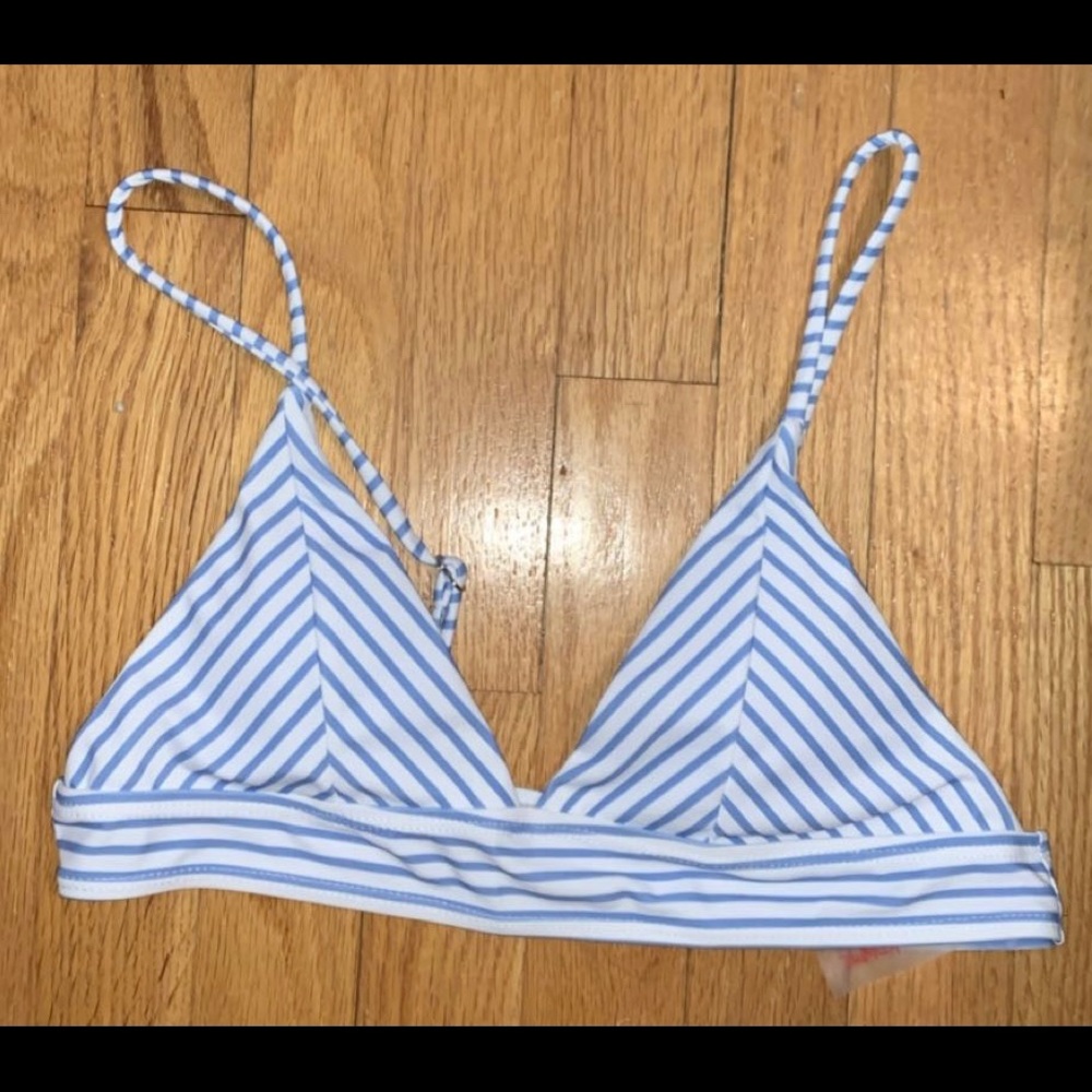 Blue and White Bikini Top